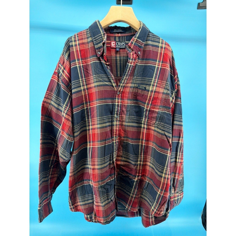 Mens Chaps Ralph Lauren Plaid & Nautica Blue Button Down Shirt Lot 2pc XL